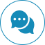 Blue icon with two overlapping chat bubbles symbolizing communication.