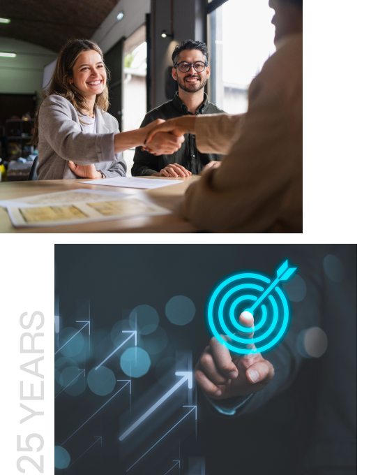 Business meeting with handshake and growth concept.