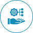 Icon showing a person and a gear symbol inside a blue circle.
