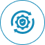 Blue radar screen with concentric circles and a sweeping line.
